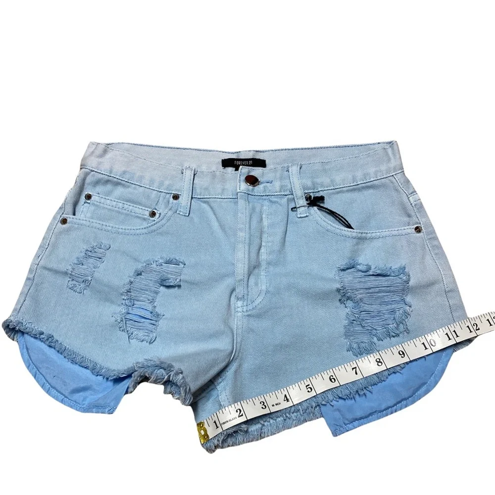 Forever 21 Jean Shorts Women’s 27 Casual Denim Distressed High Rise Button Fly